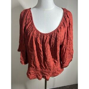 Buffalo David Button Womens Off The Shoulder Pullover Size XL Rusty NEW 129
